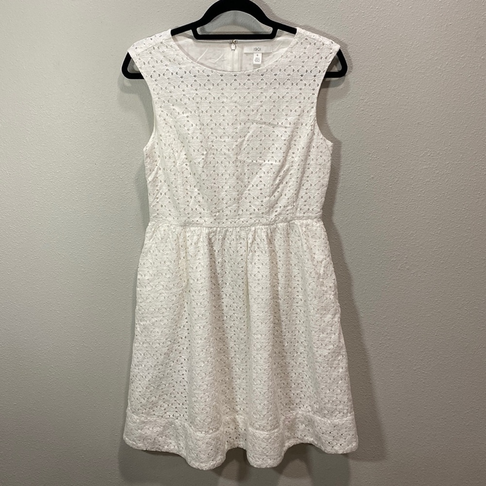 1901 eyelet dress fit n flare white